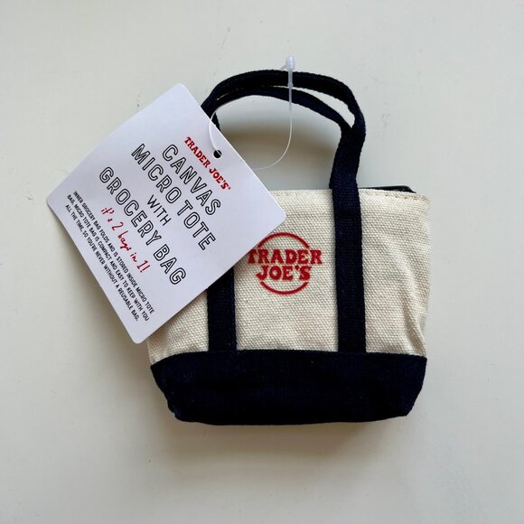 NWT Set of 3 viral Trader Joe's Canvas Micro Totes with Grocery Bags - Picture 4 of 5